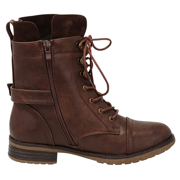 Cambridge Women's Combat Zipper Ankle Bootie - Picture 4 of 4